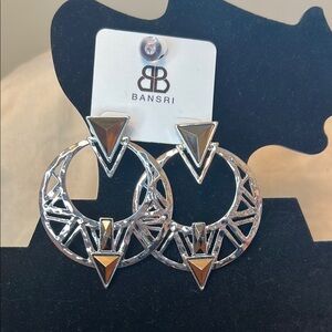 BANSRI Silver Geometric Earrings